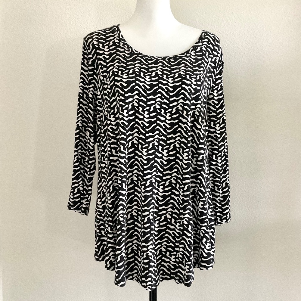 JM COLLECTION Black White Top Size  Large